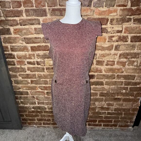 MNG Dress Womens Sz L Red/black/gray Cap Sleeve Work Career Basic Office Church - Picture 1 of 10